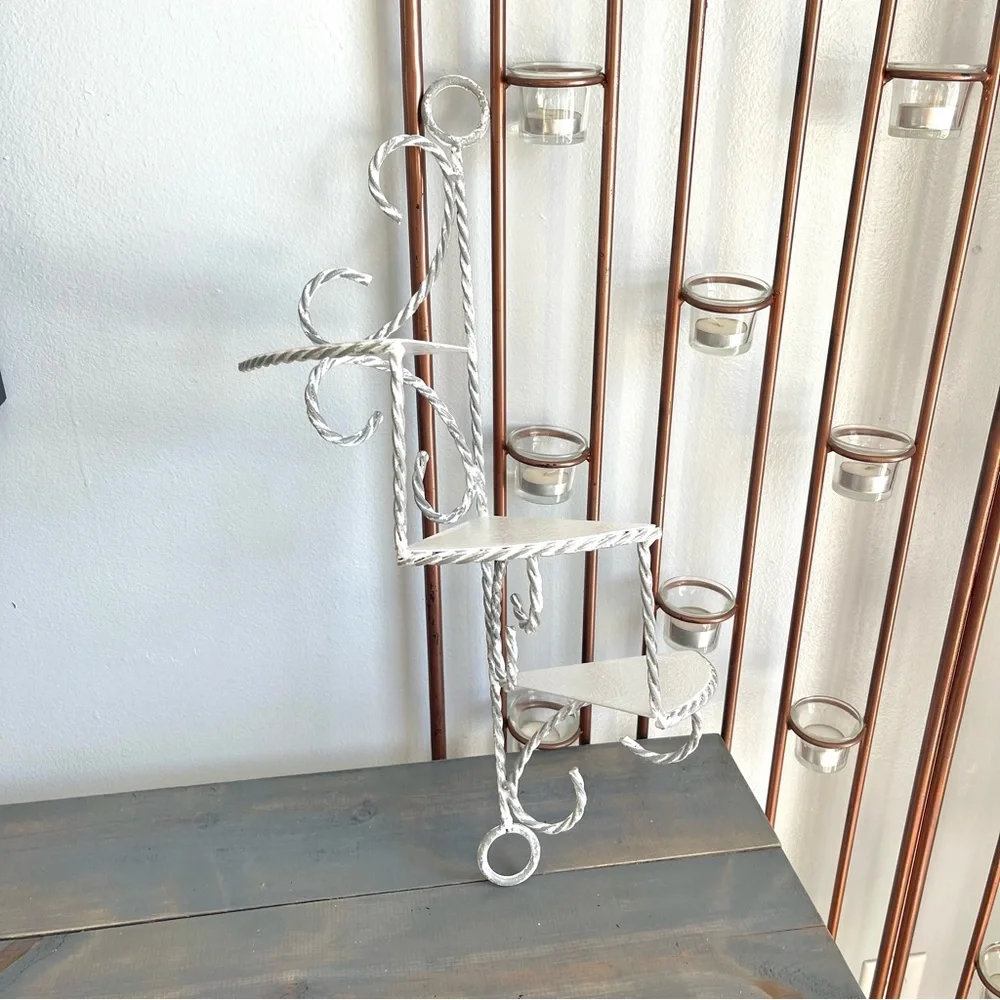 Eclectic Revival Distressed Hand Painted Upcycled Vintage Hanging Corner Shelf
